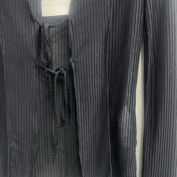 Zara 2 piece Matching Set 🖤 Front Tie LongSleeve Top and Pants Size S NWT - Picture 5 of 8